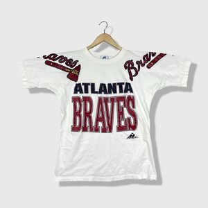 Apex One Atlanta Braves T-Shirt Mens Large White Vintage MLB Baseball 90s Tee